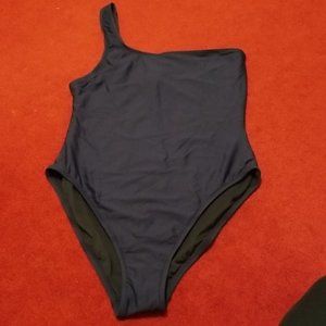 J. Crew One Shoulder Navy Blue Swimsuit